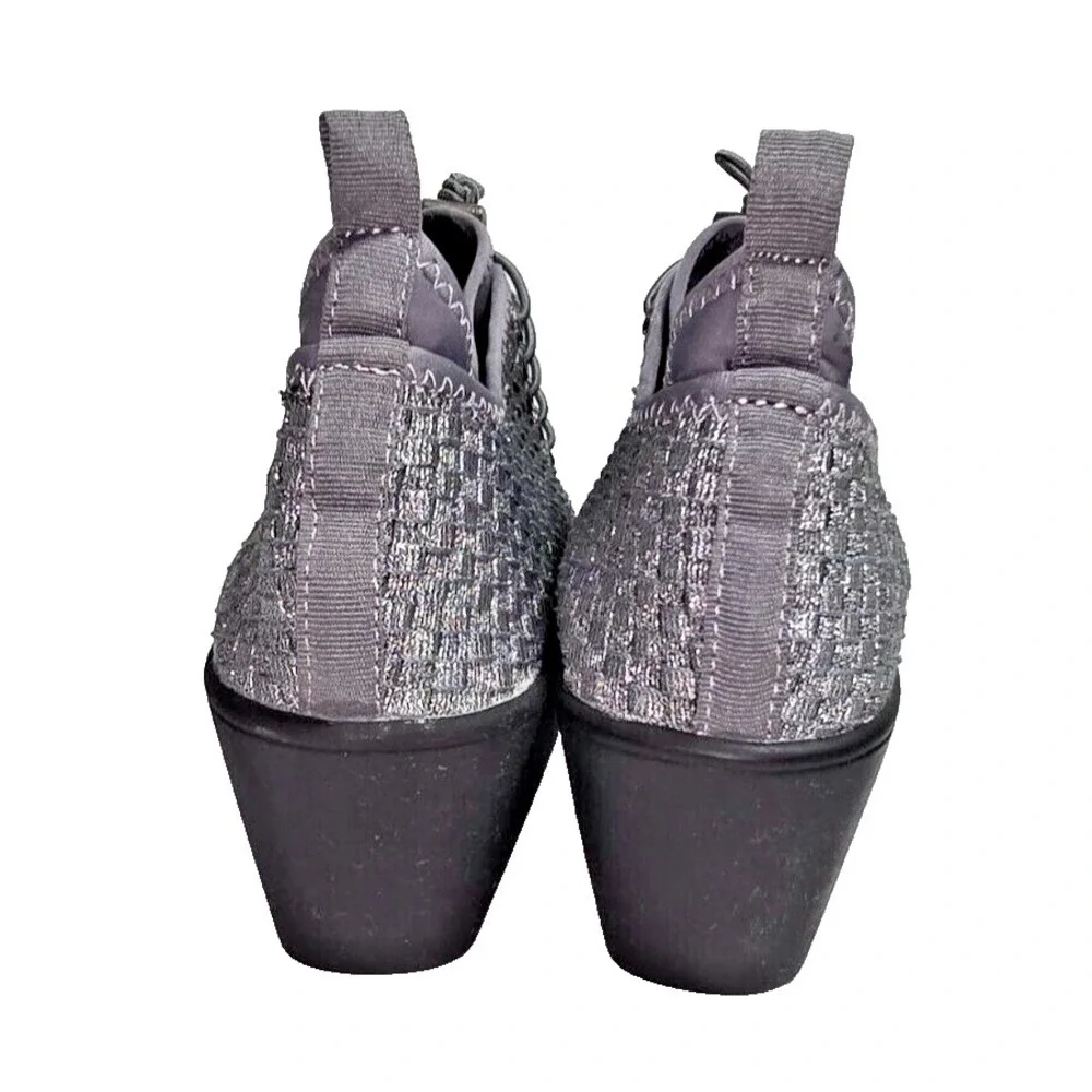 steve‎ madden silver metallic wedge heels womens size 11 adjustable shoes